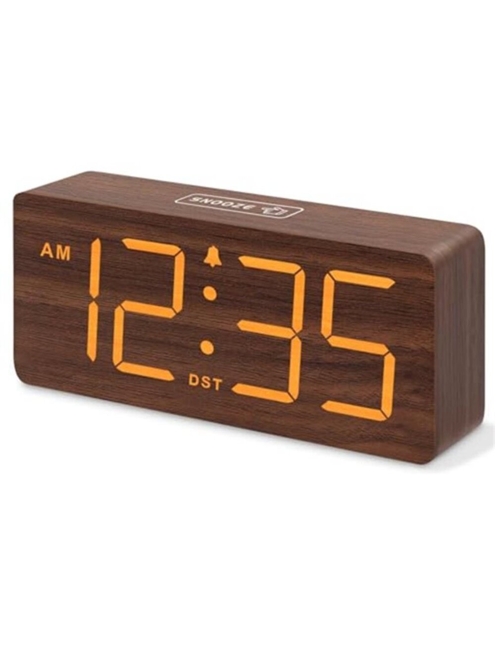 Digital Alarm Clock Wooden LED Large Display Loud Heavy Sleepers Bedroom
